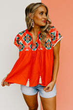 The Kaliyah Embroidered Tassel Tie Top