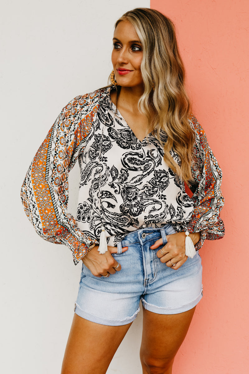 The Rayan Tassel Tie Paisley Print Blouse