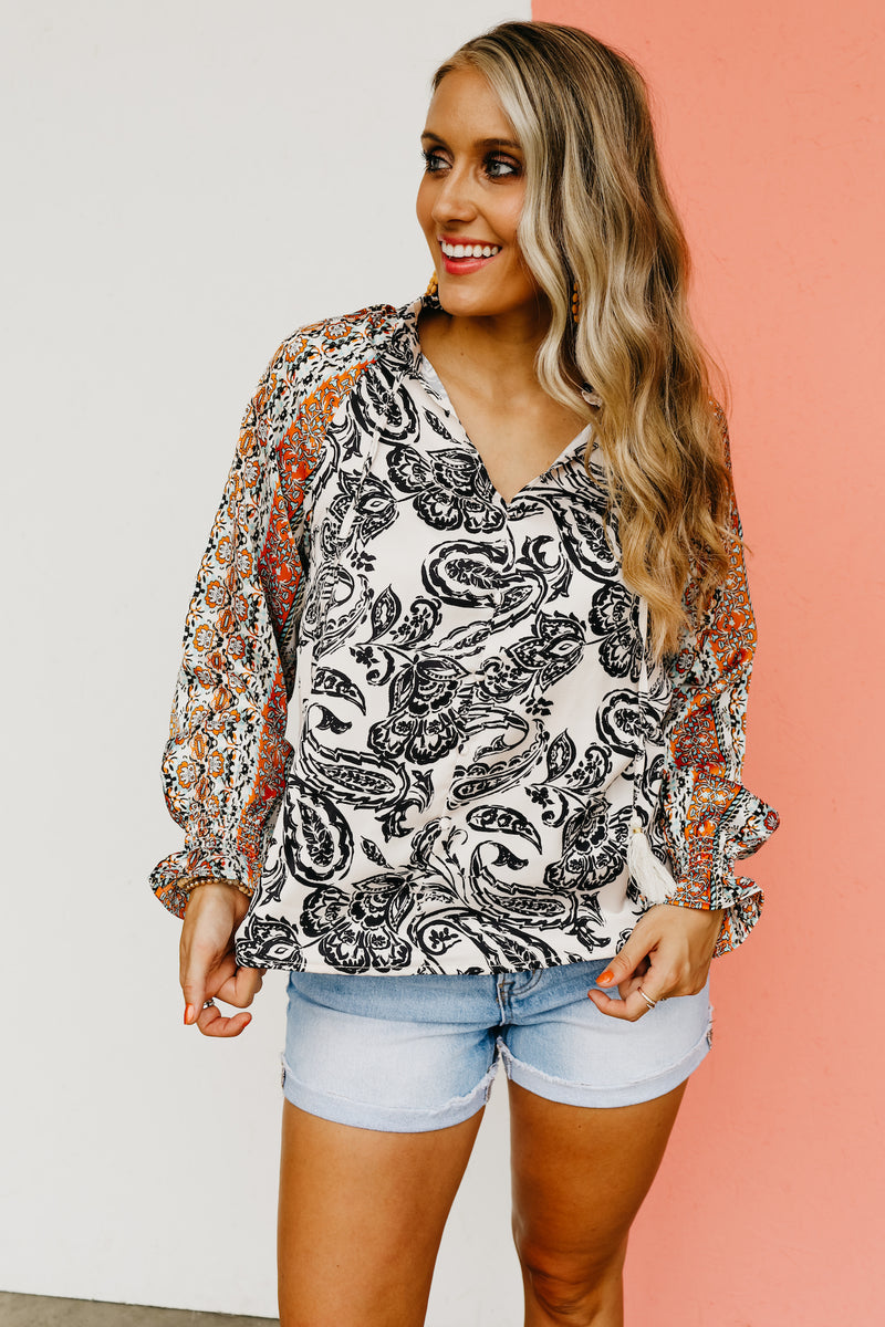 The Rayan Tassel Tie Paisley Print Blouse