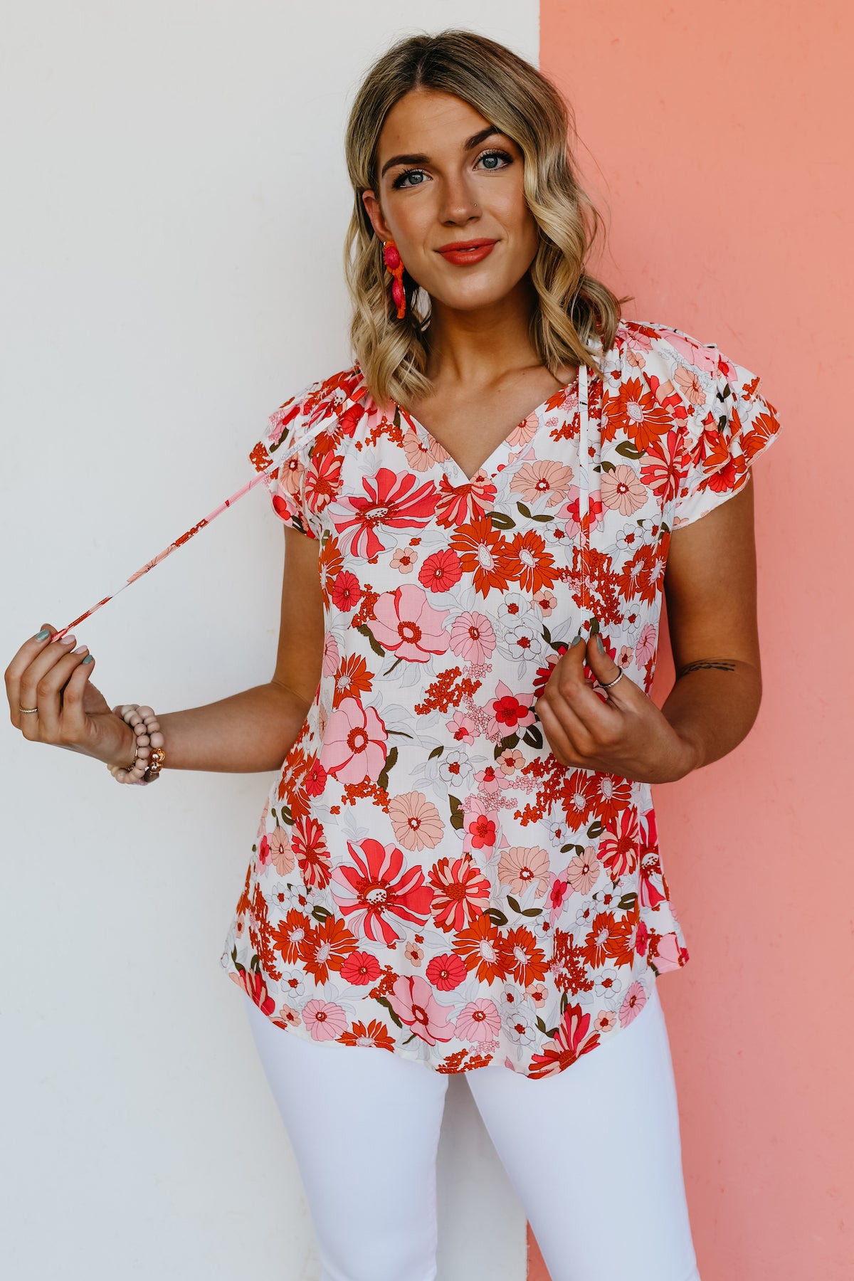The Emily Ruffle Sleeve Floral Blouse - FINAL SALE