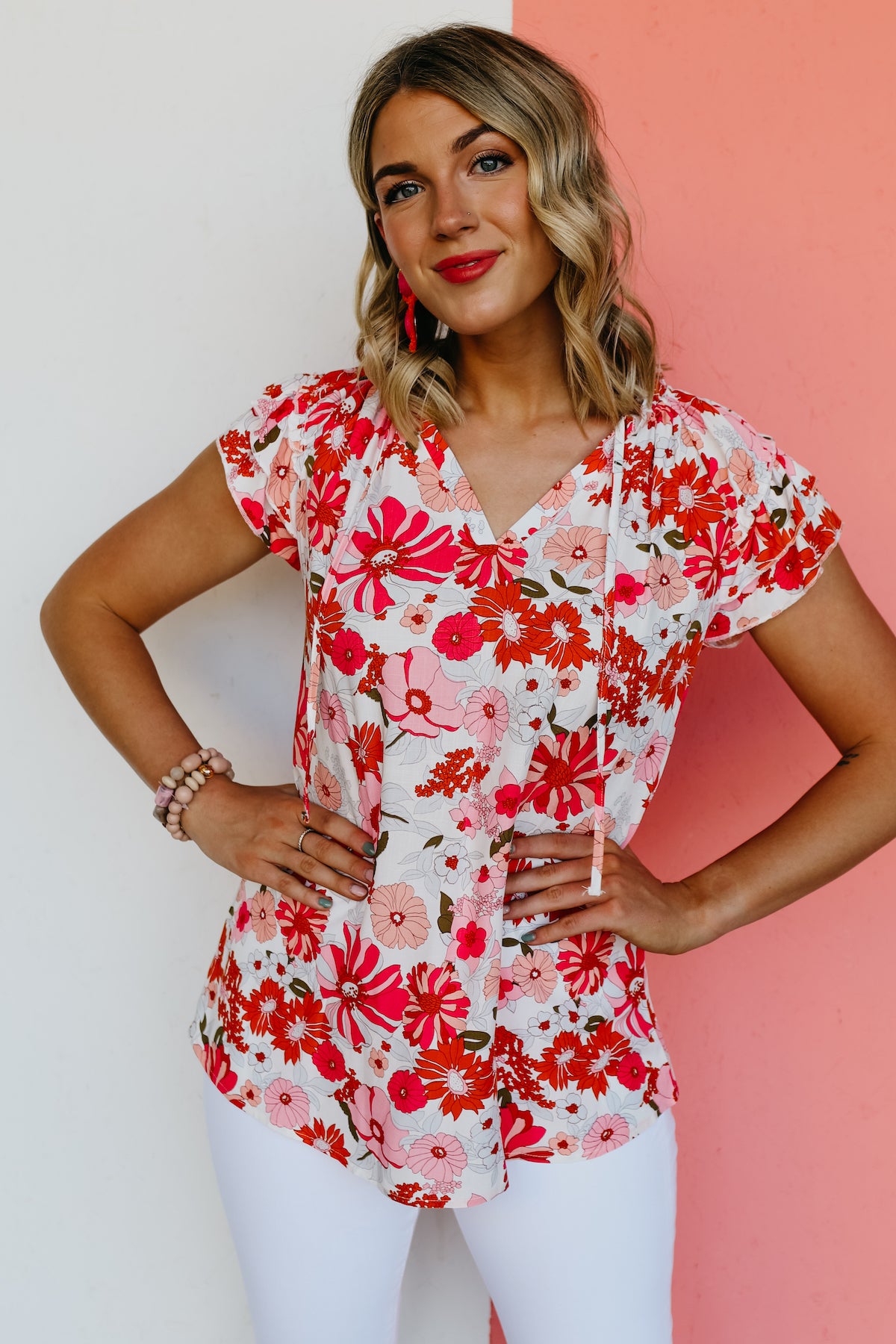 The Emily Ruffle Sleeve Floral Blouse - FINAL SALE