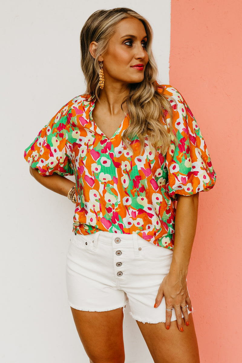 The Marcelo Puff Sleeve Floral Blouse