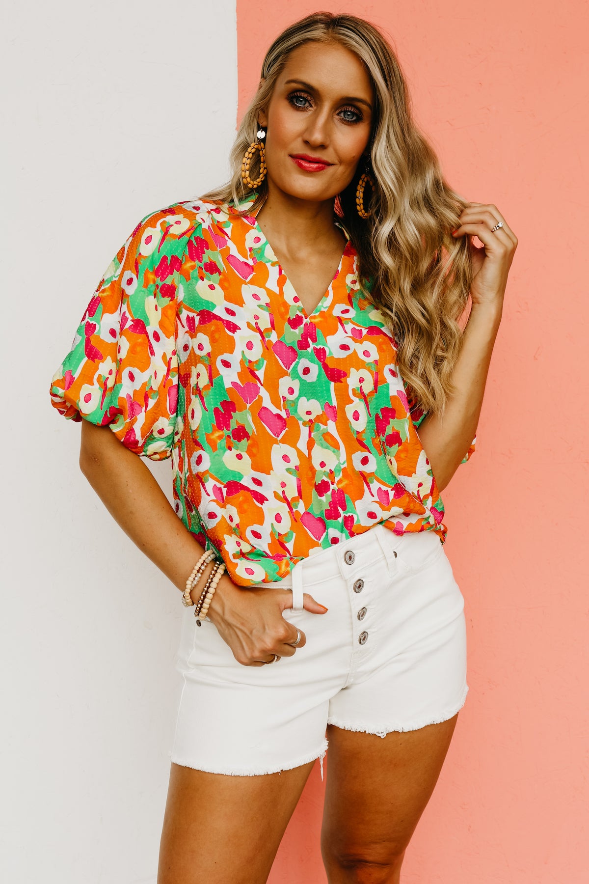 The Marcelo Puff Sleeve Floral Blouse  - FINAL SALE