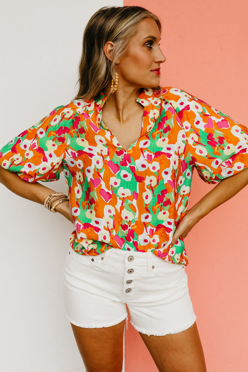 The Marcelo Puff Sleeve Floral Blouse