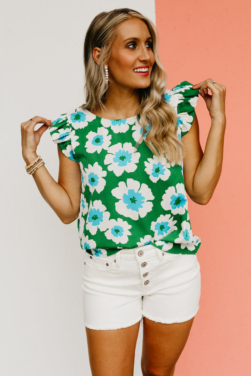The Sariah Flutter Sleeve Floral Blouse