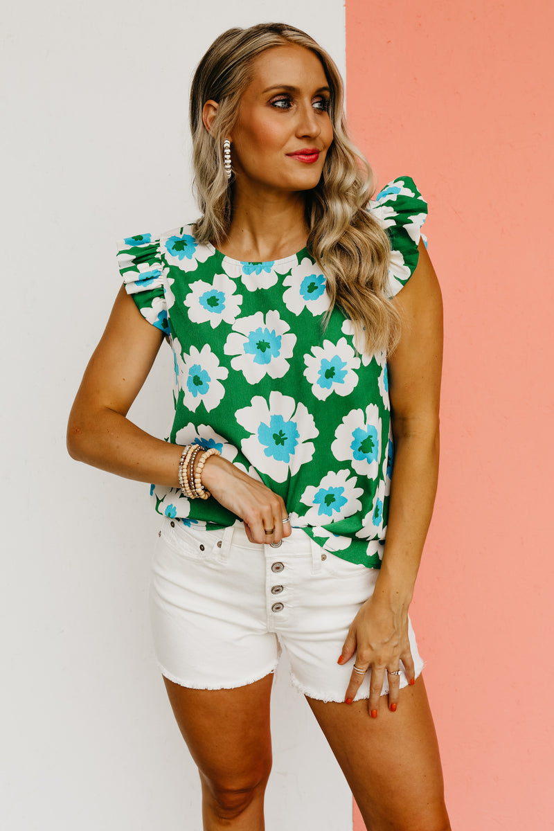 The Sariah Flutter Sleeve Floral Blouse