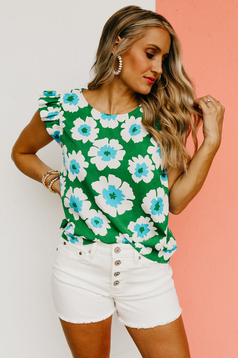 The Sariah Flutter Sleeve Floral Blouse