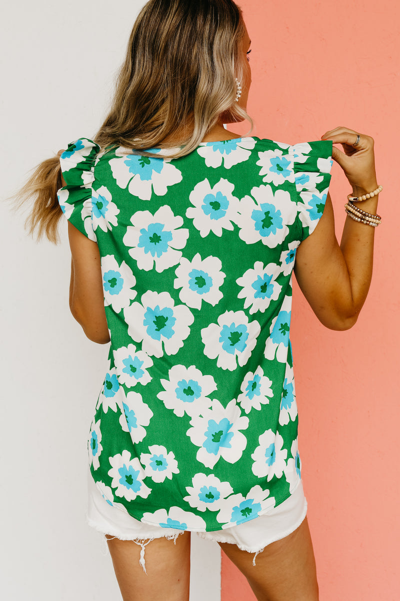 The Sariah Flutter Sleeve Floral Blouse