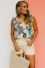 The Dennis Floral Ruffle Neck Top