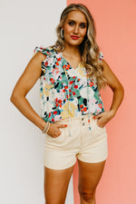 The Dennis Floral Ruffle Neck Top
