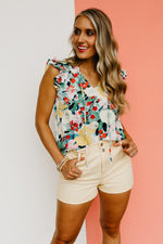 The Dennis Floral Ruffle Neck Top