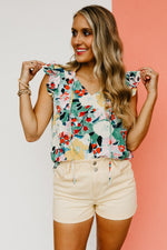 The Dennis Floral Ruffle Neck Top