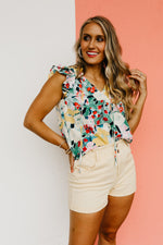 The Dennis Floral Ruffle Neck Top
