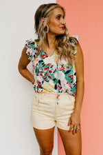 The Dennis Floral Ruffle Neck Top