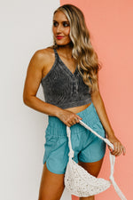 The Brylee Ribbed Snap Crop Top