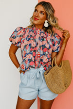 The Lilith Smocked Watercolor Smock Top