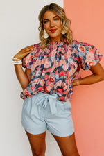 The Lilith Smocked Watercolor Smock Top