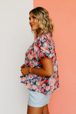 The Lilith Smocked Watercolor Smock Top