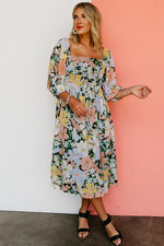 The Jalen Floral Puff Sleeve Midi Dress