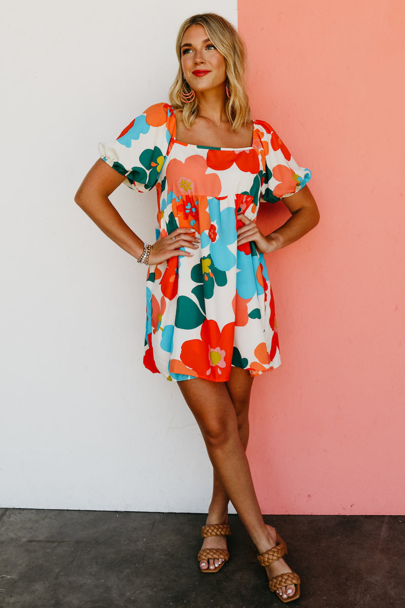 The Jasiah Floral Square Neck Mini Dress