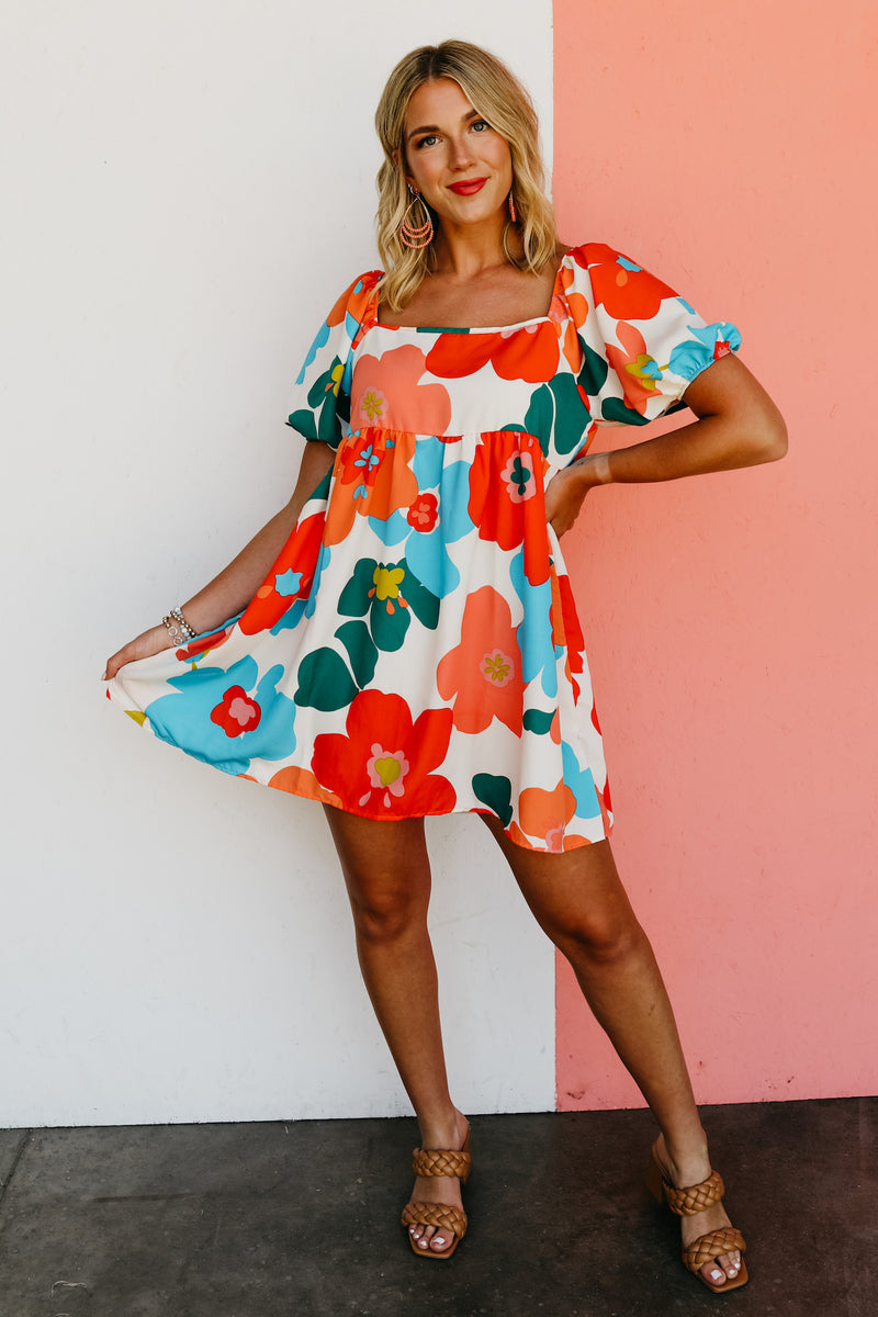 The Jasiah Floral Square Neck Mini Dress