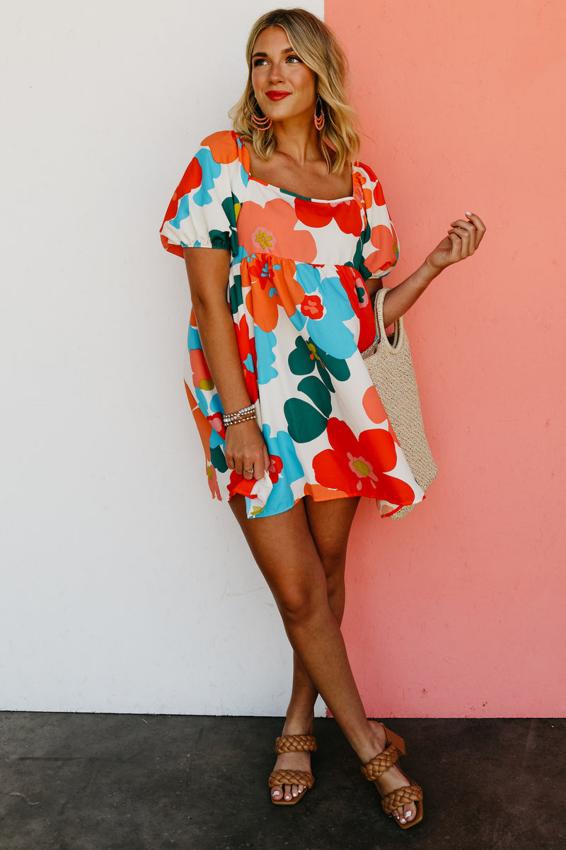 The Jasiah Floral Square Neck Mini Dress