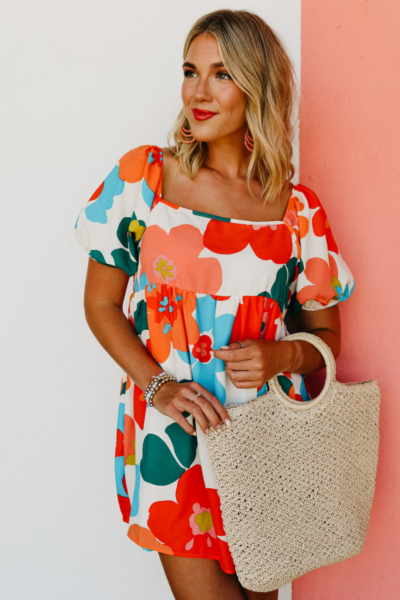 The Jasiah Floral Square Neck Mini Dress