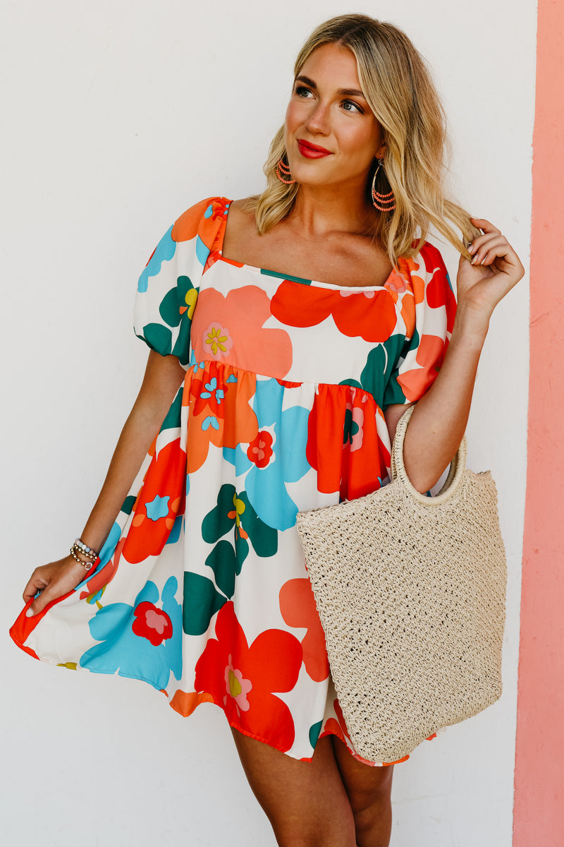 The Jasiah Floral Square Neck Mini Dress