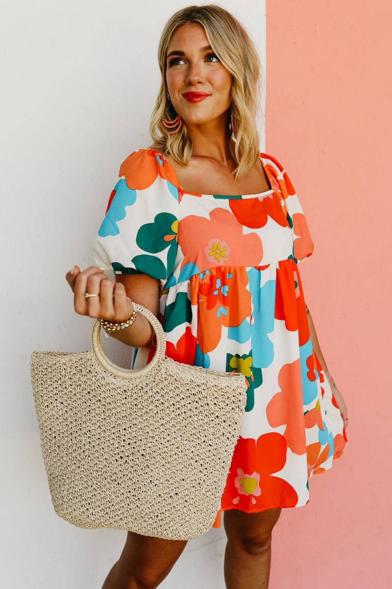 The Jasiah Floral Square Neck Mini Dress