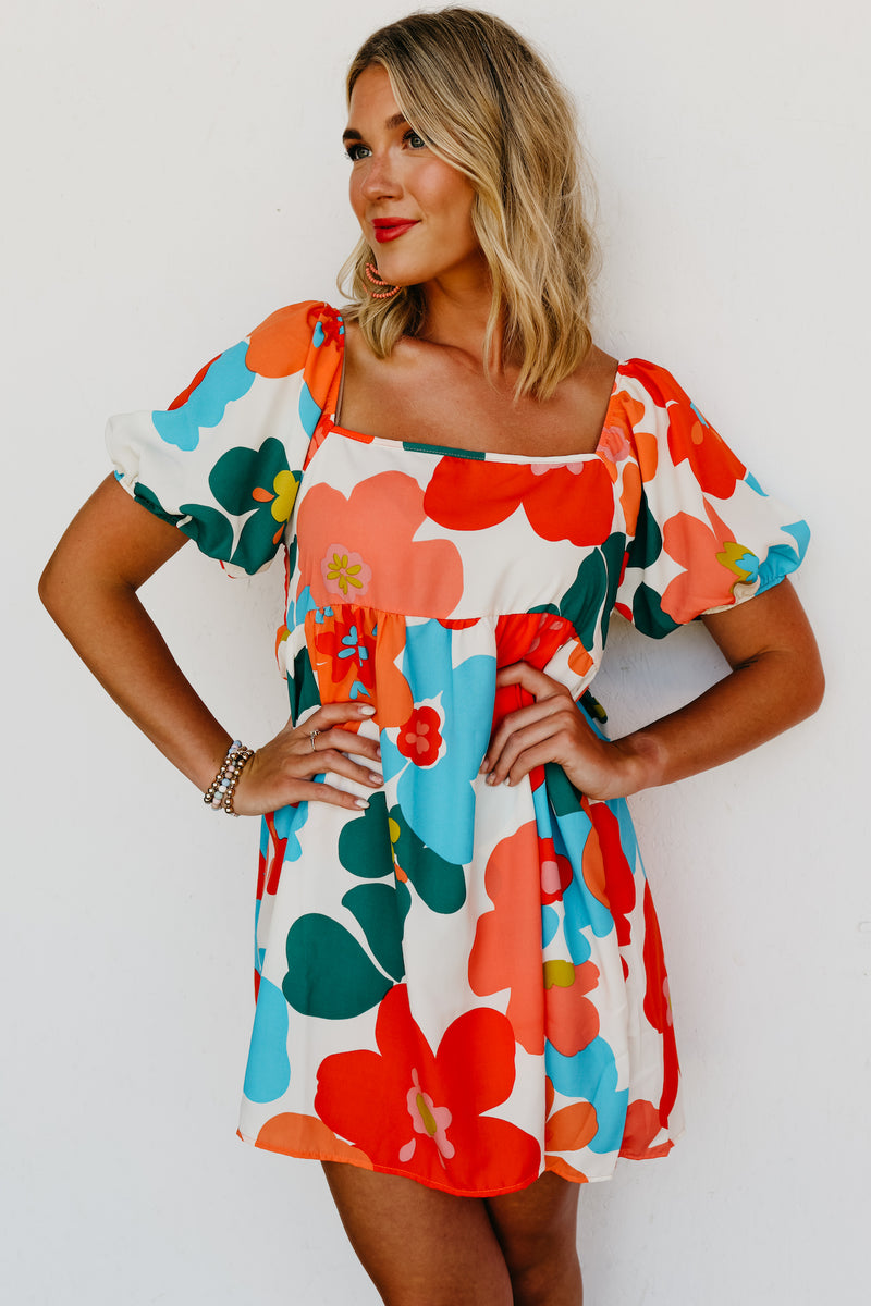 The Jasiah Floral Square Neck Mini Dress