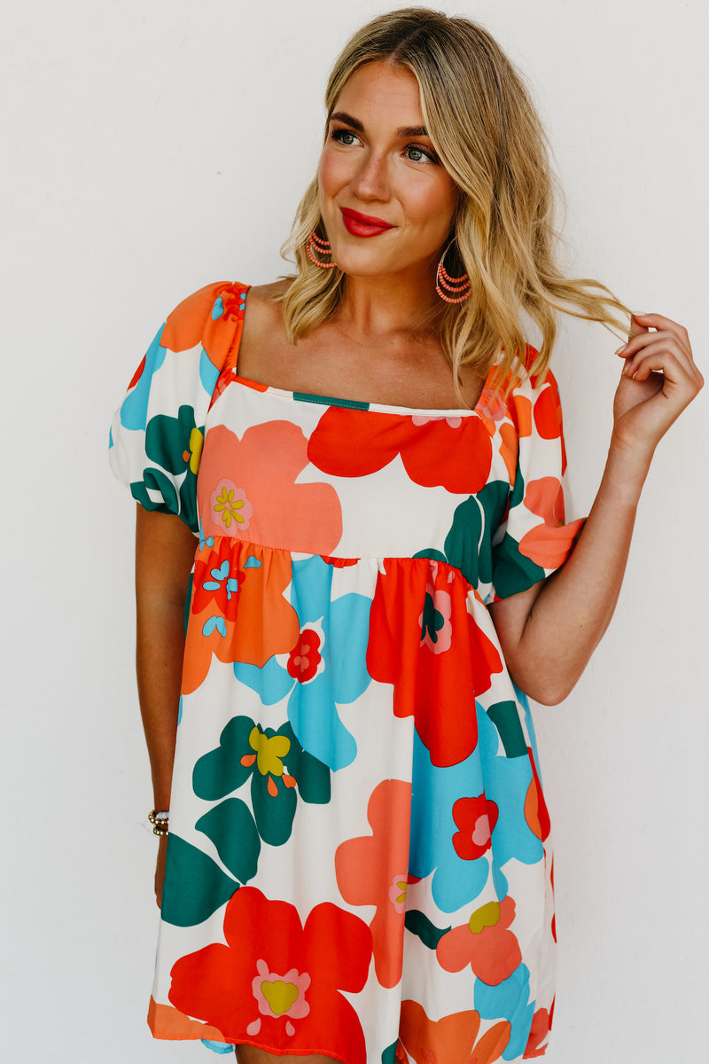 The Jasiah Floral Square Neck Mini Dress