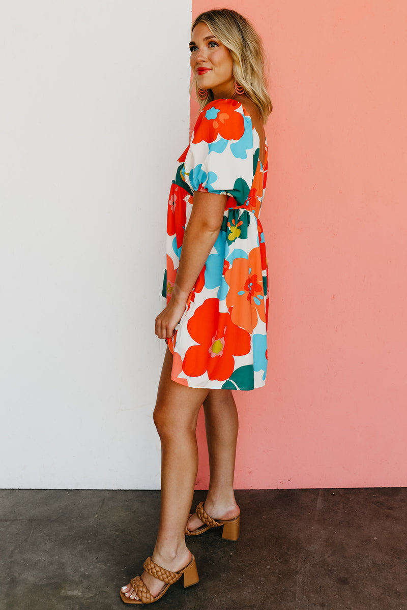 The Jasiah Floral Square Neck Mini Dress