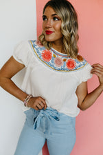 The Serena Embroidered Peasant Top - FINAL SALE