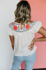 The Serena Embroidered Peasant Top - FINAL SALE