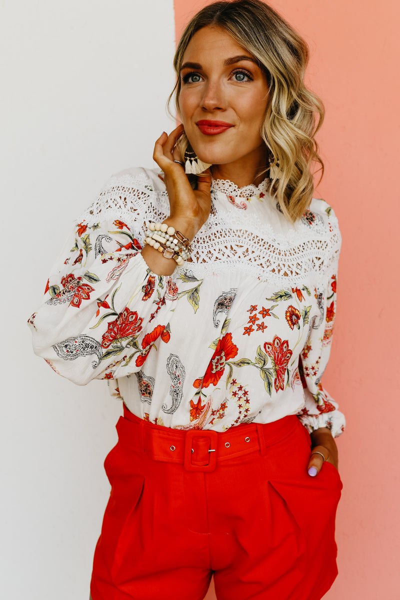 The Willa Lace Detail Paisley Print Blouse - FINAL SALE