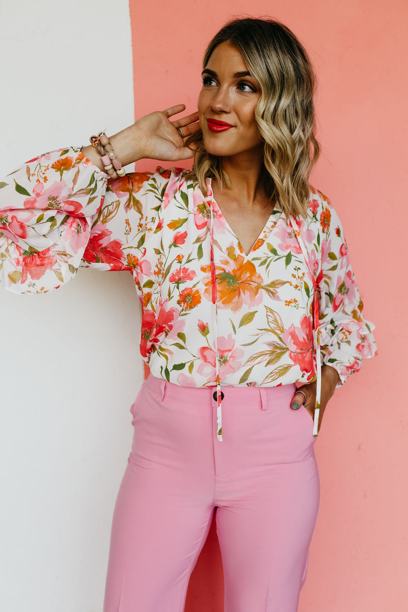 The Donado Floral Balloon Sleeve Blouse - FINAL SALE