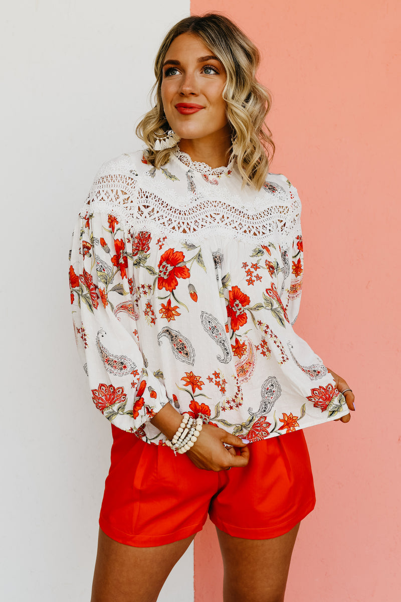 The Willa Lace Detail Paisley Print Blouse - FINAL SALE