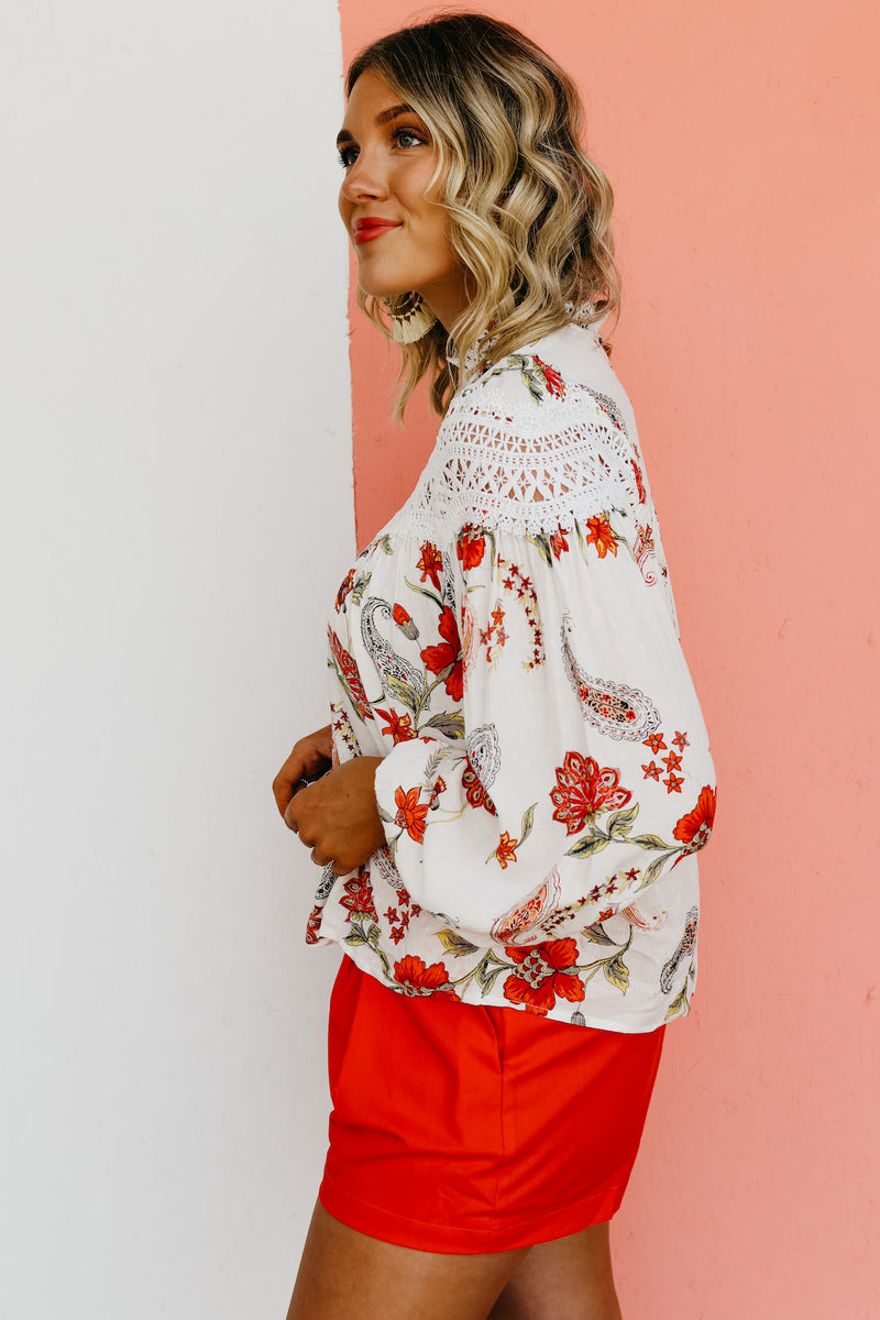 The Willa Lace Detail Paisley Print Blouse - FINAL SALE