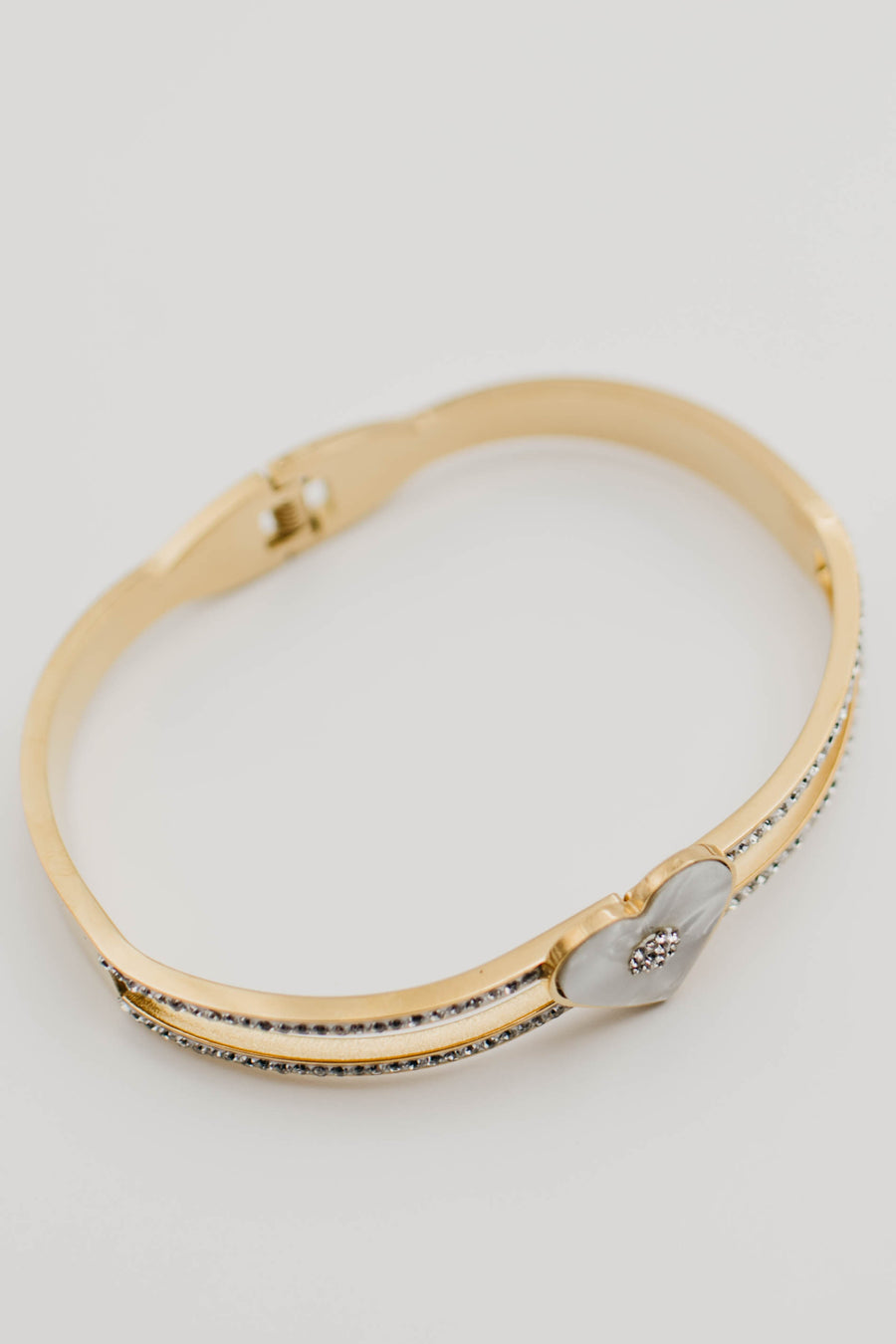 The Kinley Rhinestone Heart Hinge Bracelet