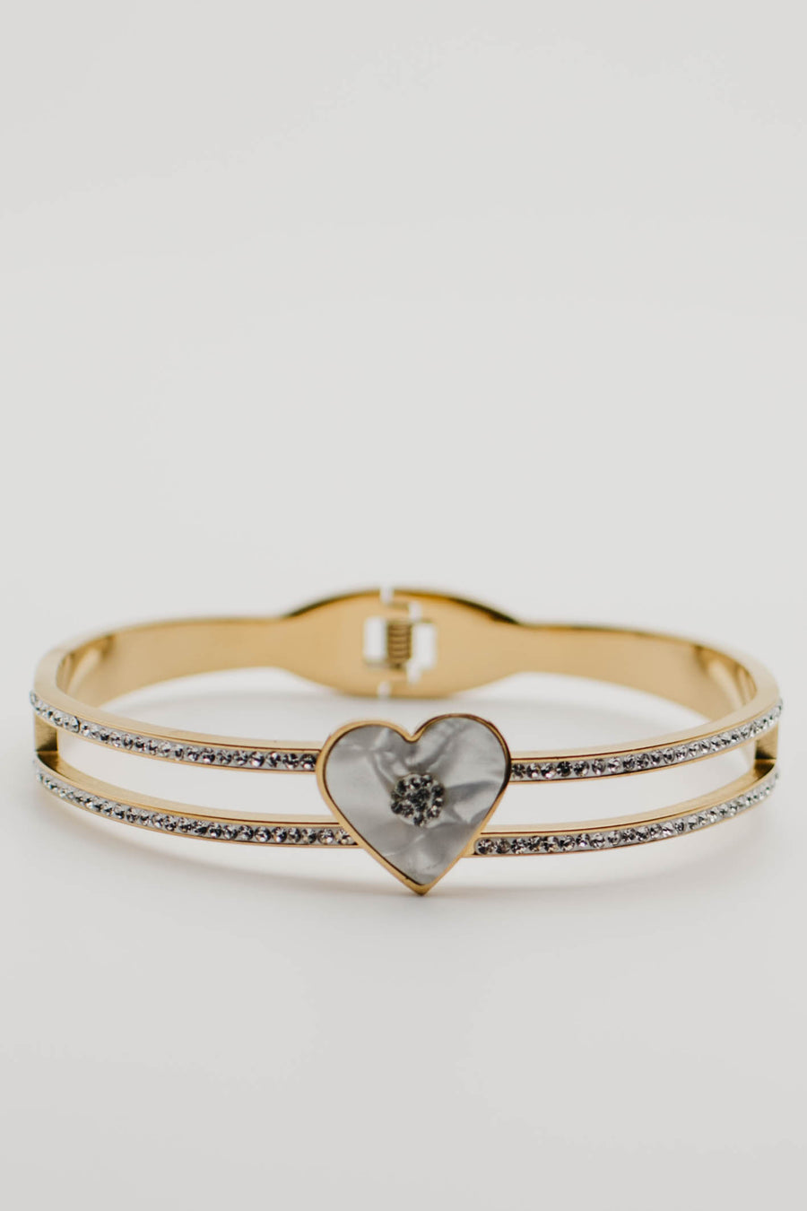 The Kinley Rhinestone Heart Hinge Bracelet