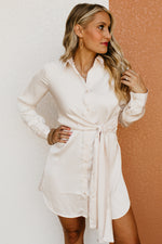 The Greta Side Tie Waist Mini Shirt Dress
