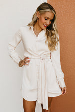 The Greta Side Tie Waist Mini Shirt Dress