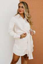 The Greta Side Tie Waist Mini Shirt Dress