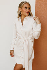 The Greta Side Tie Waist Mini Shirt Dress
