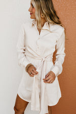 The Greta Side Tie Waist Mini Shirt Dress