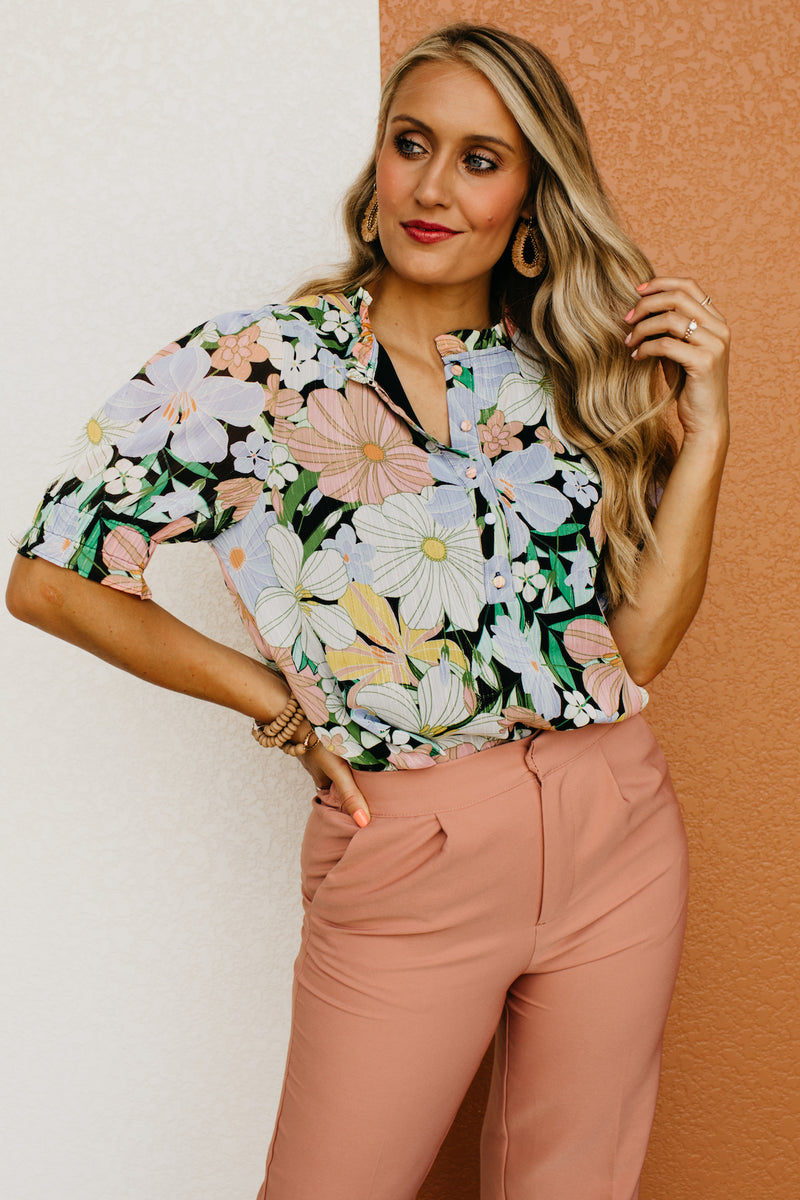 The Kailua Floral Half Button Blouse