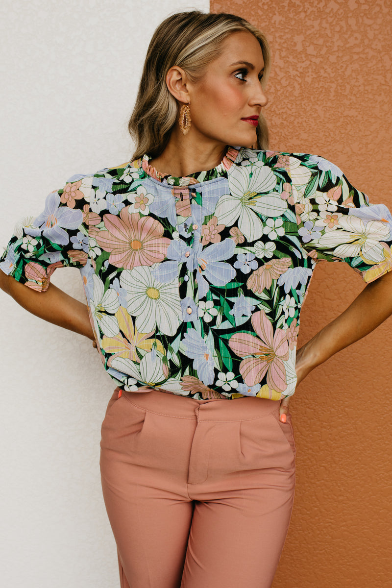 The Kailua Floral Half Button Blouse