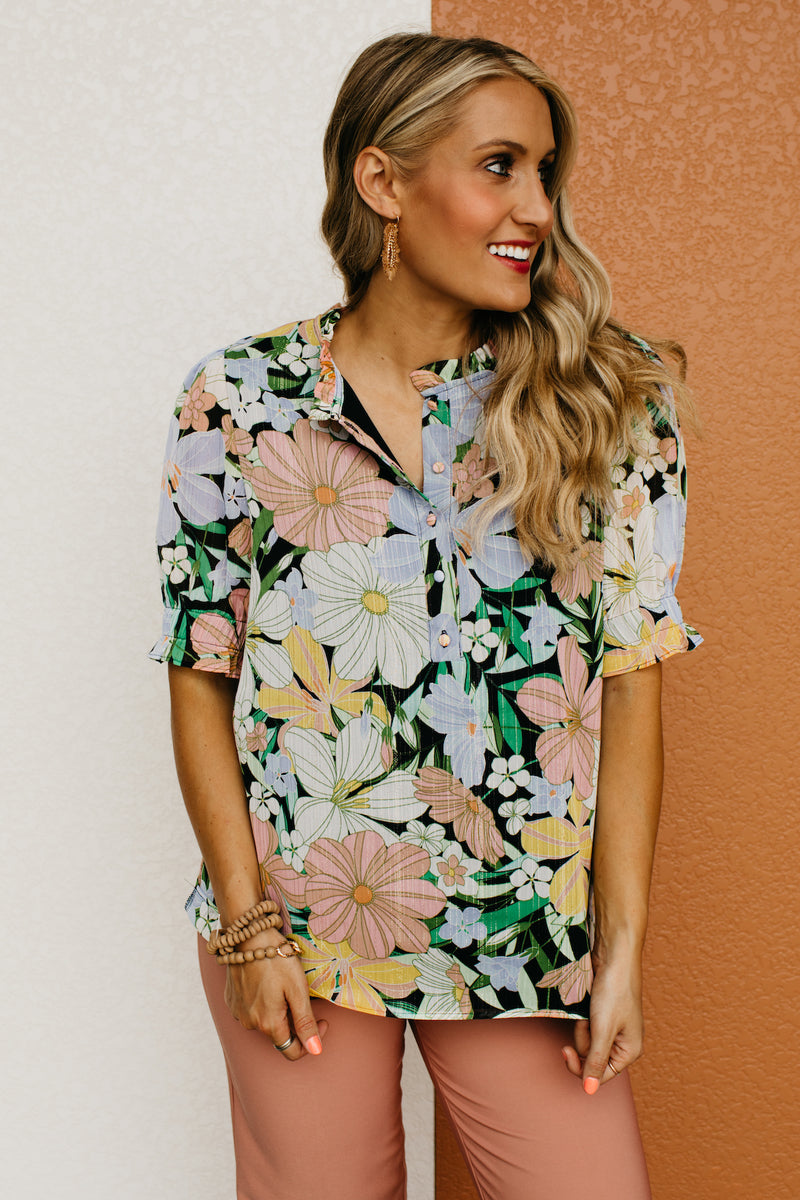 The Kailua Floral Half Button Blouse