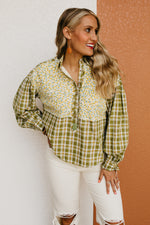 The Alena Mixed Media Floral Button Down Shirt
