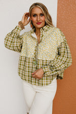 The Alena Mixed Media Floral Button Down Shirt